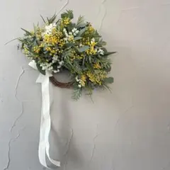 大きめ三日月リースドライフラワースワッグ ミモザプレゼント