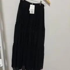 メリージェニー　ROSEレースカットティアードスカート 新品タグ付　黒　匿名配送
