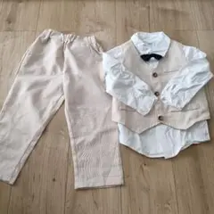 (使用1回のみ)ベージュフォーマルスーツ　100　キッズ　フォーマルシャツ子供服