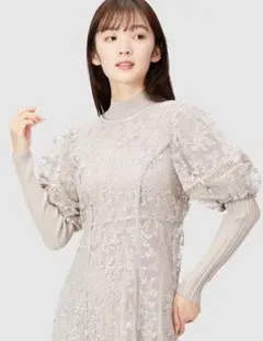 リリーブラウン エンブロイダリーレイヤードワンピース