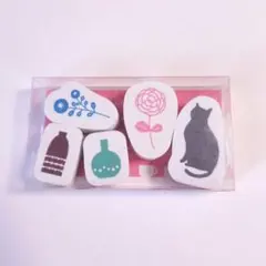 フラワーベーススタンプ ねこ お花 こどものかお 北欧風 猫のサムネイル