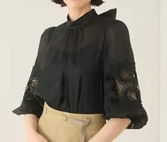 ANAYI ラミーコットン 23SS ローン袖 リネン混 刺繍 ブラウス M - メルカリ