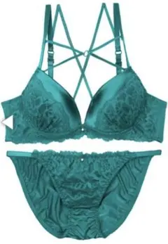 グリーン レースブラジャーショーツセット