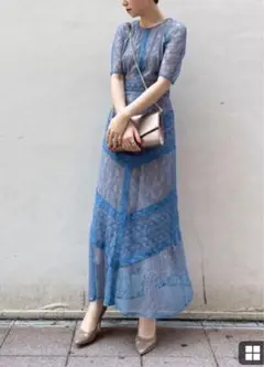 LAGUNAMOON LADYショルダーギャザーレースマキシワンピース　Mサイズ