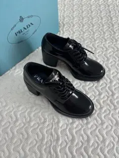 人気品 ハイヒール プラダ ブラック レザー シューズ 35