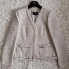 美品☆Plage ツイードジャケット 金釦 ノーカラー 24AW 38 日本製