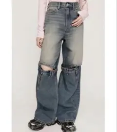 SLY J/W KNEE DENIM PT ジャストウエスト ニー デニム