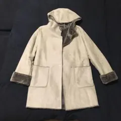 フェイクムートン ミドル丈コート フード付き ※サイズ注意