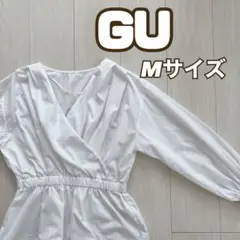 【新品】GU カシュクールキャンディスリーブブラウス 長袖 Mサイズ 白ホワイトのサムネイル