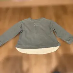 グレー 長袖カットソー レイヤードデザイン