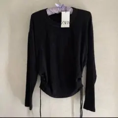 ZARA☆サイドギャザーカットソー黒