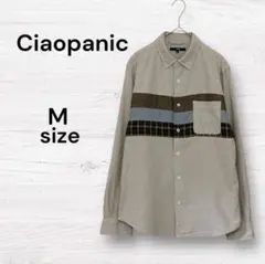 チャオパニック 美品 長袖シャツ チェック ベージュ Mサイズ ウール混のサムネイル