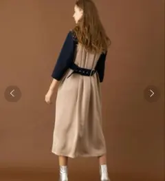 ユナイテッドトウキョウ ロングワンピース バックベルト バイカラー ネイビー