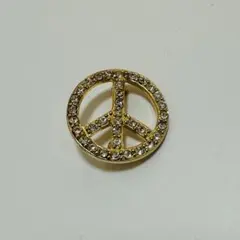 ピースマーク　ラインストーン　love&peace ゴールド