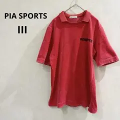 【PIASPORTS】半袖　ベロアシャツ　レッド系　III 日本製