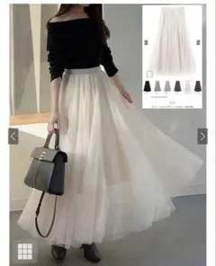 超美品 ボリュームロングチュールスカート Mサイズ　モカ ブラウン