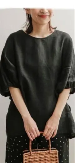 美品✨ 黒❤️ 麻 アーバンリサーチドアーズ リネンバルーンスリーブ 