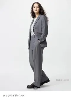 UNIQLO タックワイドパンツ　グレー　Sサイズ ワンタック