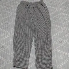 SamansaMos2グレーチェック柄 コットン カジュアルパンツ Мサイズ