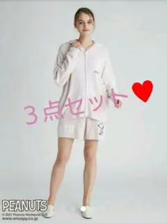 ジェラートピケ スヌーピー 3点セット ピンク