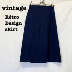 美品【 vintage 】 デッドストック　ネイビー　モードスカート　一点物のサムネイル