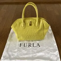 FURLA フルラ トートバッグ クロコ型押し レザー 本革 南京錠 A4収納可