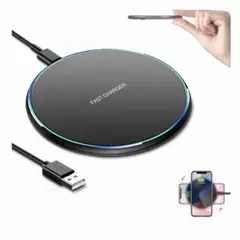 ワイヤレス充電器 Qi認証 置き型充電器 最大Type-Cポート