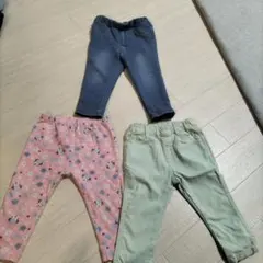 女の子ズボン パンツ 3点セットまとめ売り80センチ