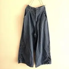 OLIVE des OLIVEデニムワイドパンツ ゴムウエスト裾編み込みリボン付のサムネイル
