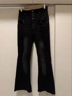 GRL ハイウエスト フレアデニムパンツ ブラック レディース L