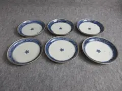 古伊万里染付五弁花波文中皿6枚 [B29460] 古伊万里染付五弁花波文中皿6枚 [B29460] - メルカリ