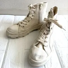 H&M アイボリー　キャンバスハイカットスニーカー 36 22.5-23cmのサムネイル