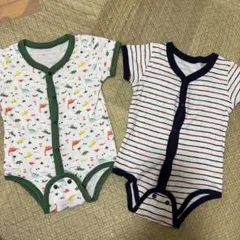 半袖前開きロンパース　インナー　ベビー肌着　2枚セット