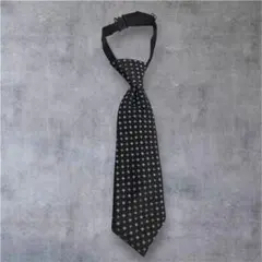 カッコいい黒★キッズワンタッチネクタイ単品クロス柄卒園・卒業・入学式・フォーマル