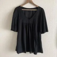 Evonyivory ネイビー チュニック シアーブラウスのサムネイル