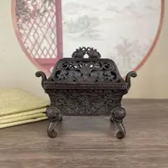銅 細工 獅蓋香薫炉 禅意盤香三足炉 装飾品 工芸品 置物 - メルカリ