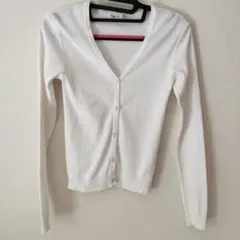 agnès b. ホワイト Vネックカーディガン S