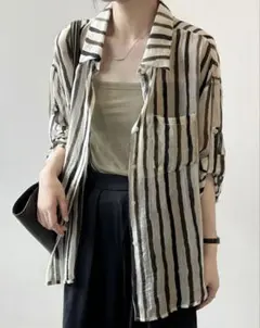 ストライプシャツ グリーン
