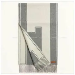 HERMES カシミヤ マフラー H柄 グレーのサムネイル