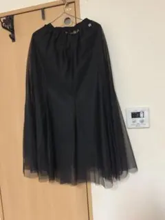ブラック チュール フレアロングスカートL新品未使用