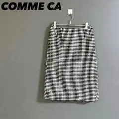 【a3081】コムサ 美品 膝丈タイトスカート 千鳥柄 ラメ入り ブラック S