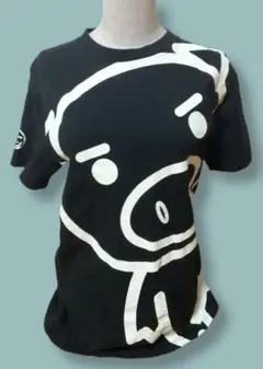し*ん様 豐天商店　美豚 びとん 面白いTシャツ 黒 ブーテン Mサイズのサムネイル