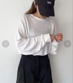 キャナルジーン　El mar(エルマール) リネン混スラブロングTシャツのサムネイル