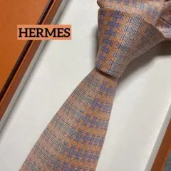 王道✨】エルメス ネクタイ オレンジ ファソネ H柄 光沢 最高級シルク 