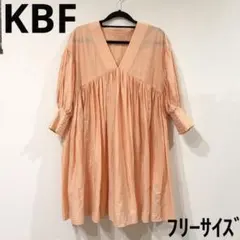 KBF Vネック ギャザートップス&ワンピース コーラル オレンジ - メルカリ