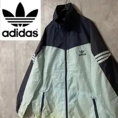 adidasアディダスナイロントラックジャケットジップブルゾン紺ネイビー水色希少