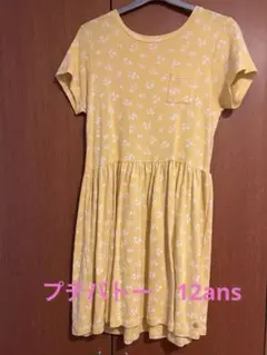 プチバトー　花柄ワンピース　黄色　12ans