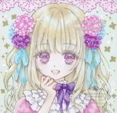 紫陽花ピンク　手描きイラスト　オリジナル