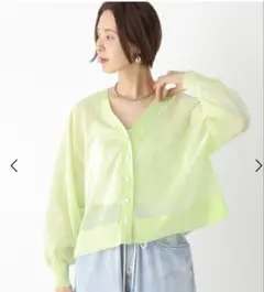 新品未使用　タグ付き　レプシム　14ゲージシアーカーディガン　ライトグリーン