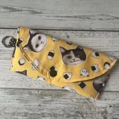 コヤンイサムチョン おにぎり猫ちゃん フタ付きメガネケース 韓国生地 昭和レトロ